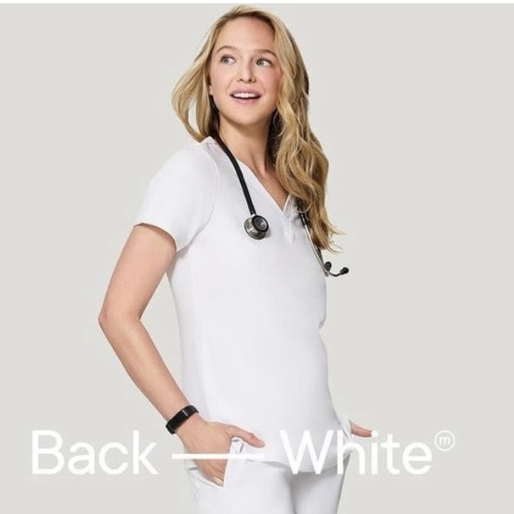 Mandala white scrub top and scrub pant (One pocket top and 9 pocket cargos)